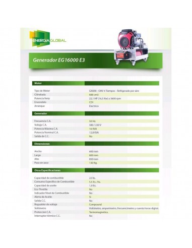 Honda Eg16000-e3    Grupo Electrogeno...