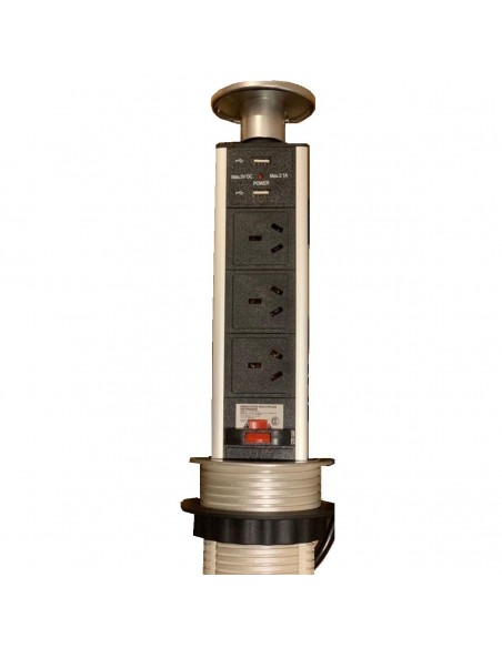 Eros 606-3000 Tower 3 Tomas Norm + 2 Usb C/proteccion Term Aluminiotorre (zapatilla T.mult / Evoque)