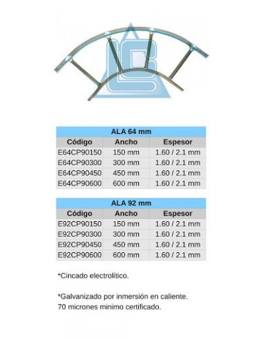 Elece Ce-64-90-600  Escalera Curva 90º  600mm Ala 64 Bandeja Portacable prodem