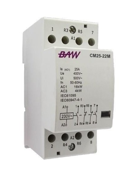 Baw Cm25-am40m Modular Contactor  Din 220v 2 X 40a Na, Formato De Termomagnetica Baw Cm25-am40m Modular Contactor  Din 220v 2 X 40a Na, Formato De Termomagnetica