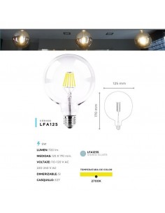 Lgp Lfa-125s E27 G___ Vintage Led  6w Globo Cromo Silver 2700k 720lm Filamento Calida Lampara Antique 2