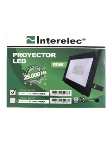 Interelec 403753 Proyector Ext Led _50w Negro 6500k (402406 / 401726 ) (baw Rl800550f) Macroled  (402926)
