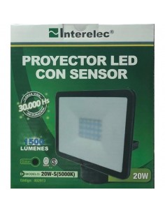 Interelec 402913 Proyector Ext Con Sensor Led 20w Negro De Movimiento 6000k Ip44 (sanson 13007/pir) 2
