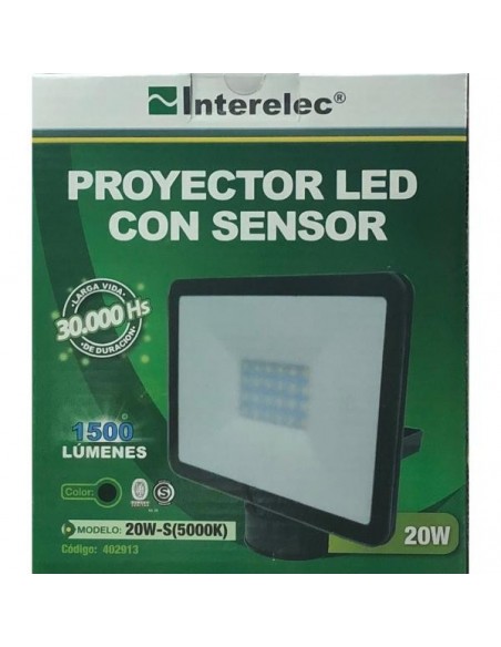 Interelec 402913 Proyector Ext Con Sensor Led 20w Negro De Movimiento 6000k Ip44 (sanson 13007/pir) Interelec 402913 Proyector Ext Con Sensor Led 20w Negro De Movimiento 6000k Ip44 (sanson 13007/pir)