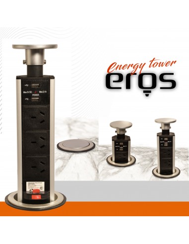 Eros 606-3000 Tower 3 Tomas Norm + 2 Usb C/proteccion Term Aluminiotorre (zapatilla T.mult / Evoque)