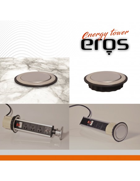 Eros 606-3000 Tower 3 Tomas Norm + 2 Usb C/proteccion Term Aluminiotorre (zapatilla T.mult / Evoque)