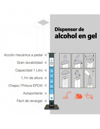 Eba Totem Negro Dispenser De Alcohol En Gel Para Desinfeccion Sanitaria