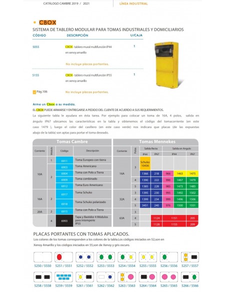 Cambre   5155  Tablero Sin Pie Cbox Amarillo
