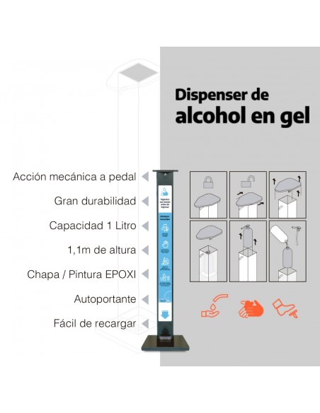 Eba Totem Negro Dispenser De Alcohol En Gel Para Desinfeccion Sanitaria