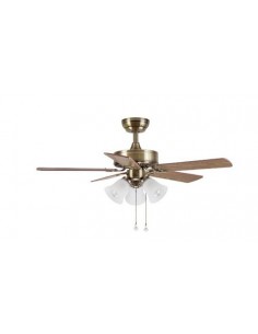 Airmax ___8639 Ventilador De Techo 5 Aspas Enchapado En Madera C/luz X 3, Diam 1070mm, 50w, Vribce + Blanco / Cadena Encendid