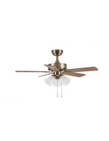 Airmax ___8639 Ventilador De Techo 5 Aspas Enchapado En Madera C/luz X 3, Diam 1070mm, 50w, Vribce + Blanco / Cadena Encendid