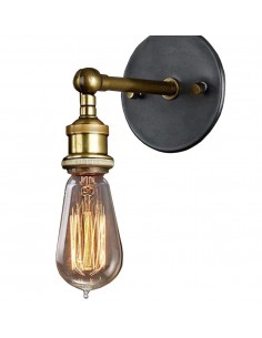 Leuk Ares Aplique Pared Dorado Y Negro 1 X E27 220x100mm