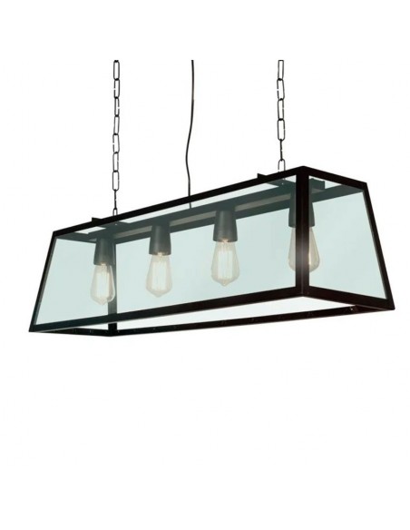 Sj Cr6674 Pilar Negro Hiero C/acrilico 4 X E27 100 X 30cms Sj Cr6674 Pilar Negro Hiero C/acrilico 4 X E27 100 X 30cms