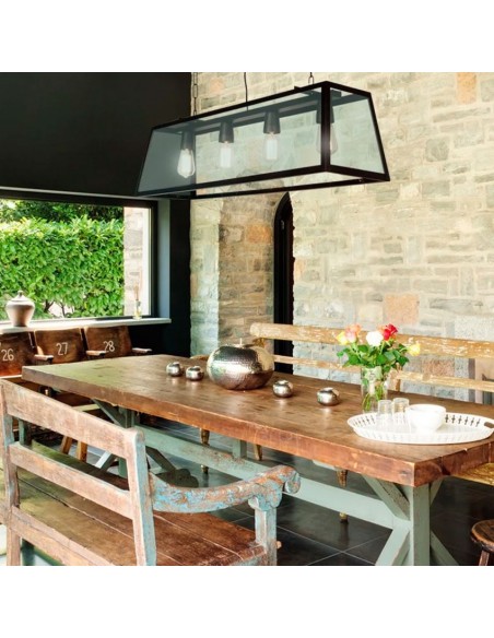 Sj Cr6674 Pilar Negro Hiero C/acrilico 4 X E27 100 X 30cms Sj Cr6674 Pilar Negro Hiero C/acrilico 4 X E27 100 X 30cms