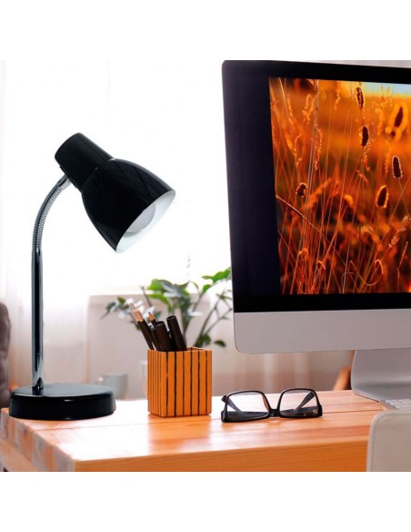 Dabor Natal-m Negro Lampara De Mesa Flexible Barral Cromo E27