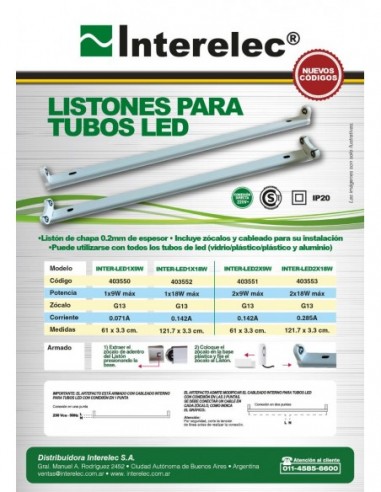 Interelec 403551 Liston Comun Led 2 X...