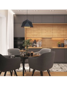 Leuk Charti Negro Metal Colgante E27 230 X 380mm 2