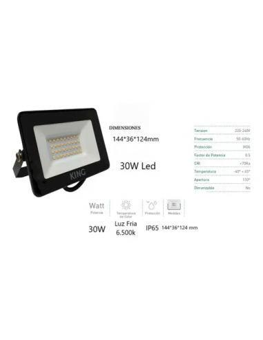 King Kfl30-cw Reflector Led 30w 6500k... King Kfl30-cw Reflector Led 30w 6500k...