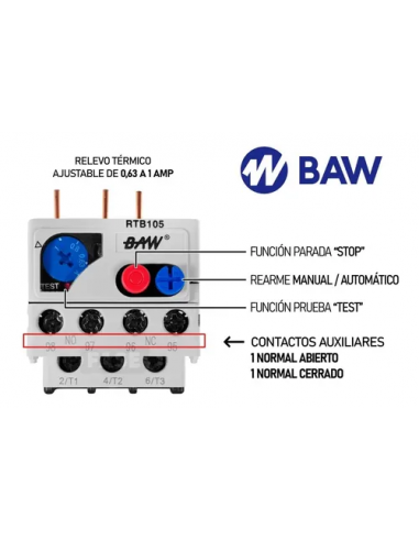 Baw Rtb105 Rele Termico 0.63a - 1.0a