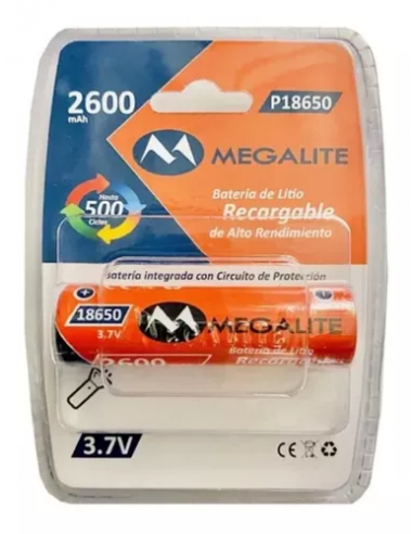Megalite P18650 Bateria 3 7v Litio...