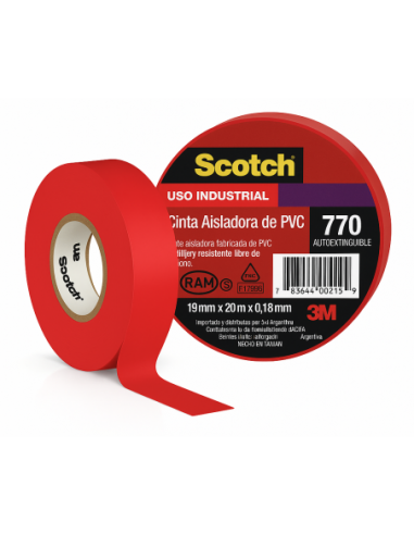 3m 770 Cinta Aisladora 19mm Pvc 18...